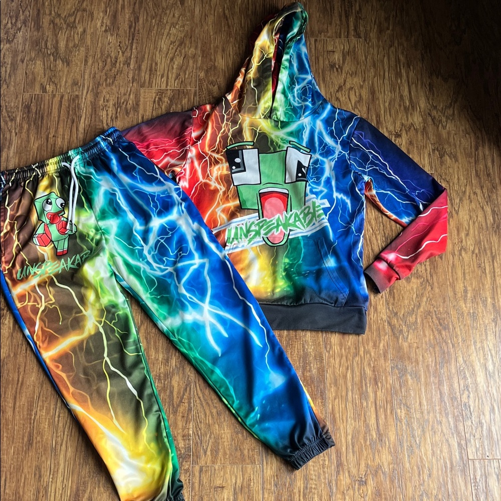 Unspeakable Rainbow Lightning Graphic Hoodie & Jogger Set